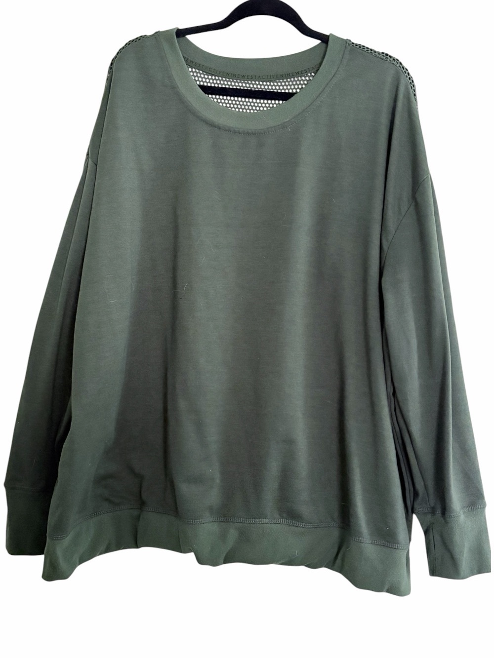 Nine West Active Plus Size Mesh Back Long Sleeve Top 3X GUC